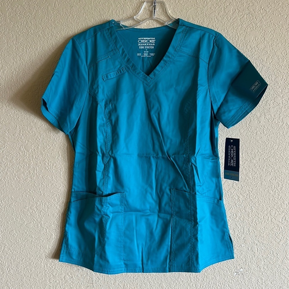 CHEROKEE CORE STRETCH SCRUBS TEAL BLUE SIZE SMALL